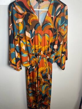 IMAN Multi-Color Abstract Midi Dress